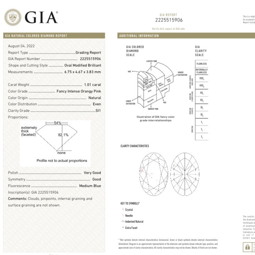 خاتم ألماس وردي برتقالي مكثف فاخر