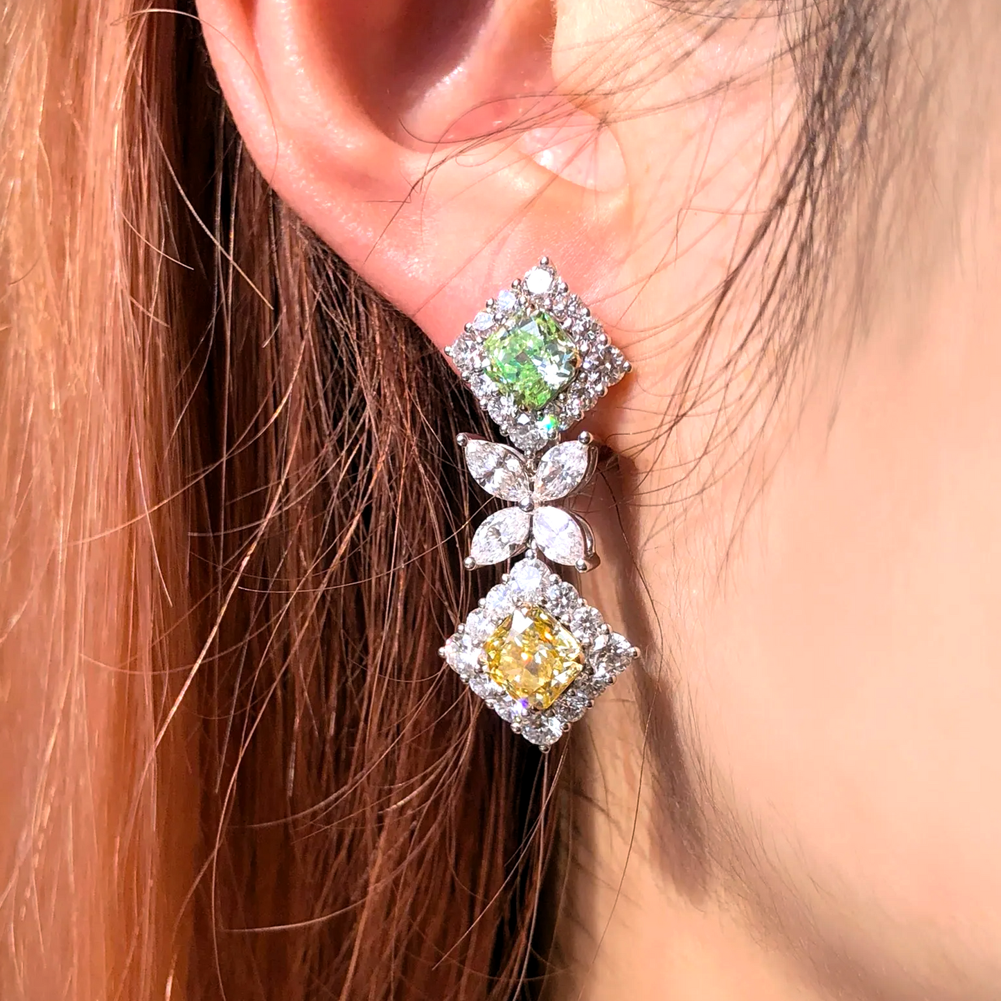 مزيج قطع الأقراط الماس اللون الهوى