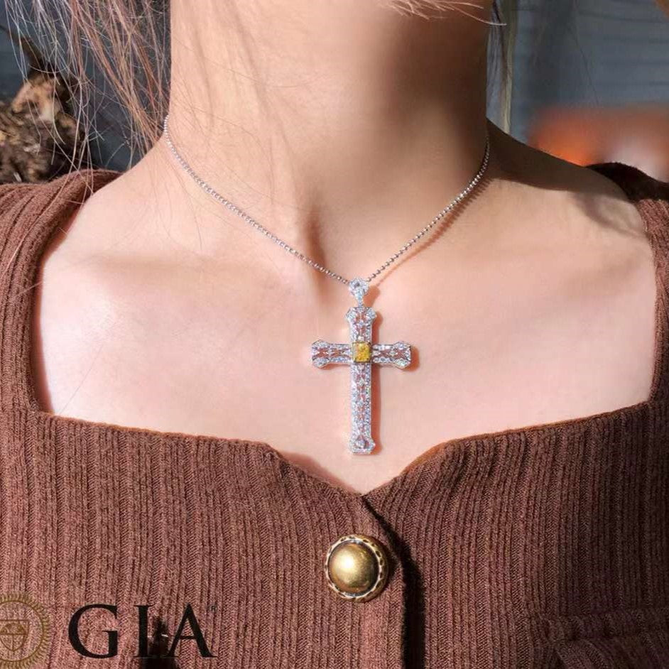 Large Diamond Cross Pendant