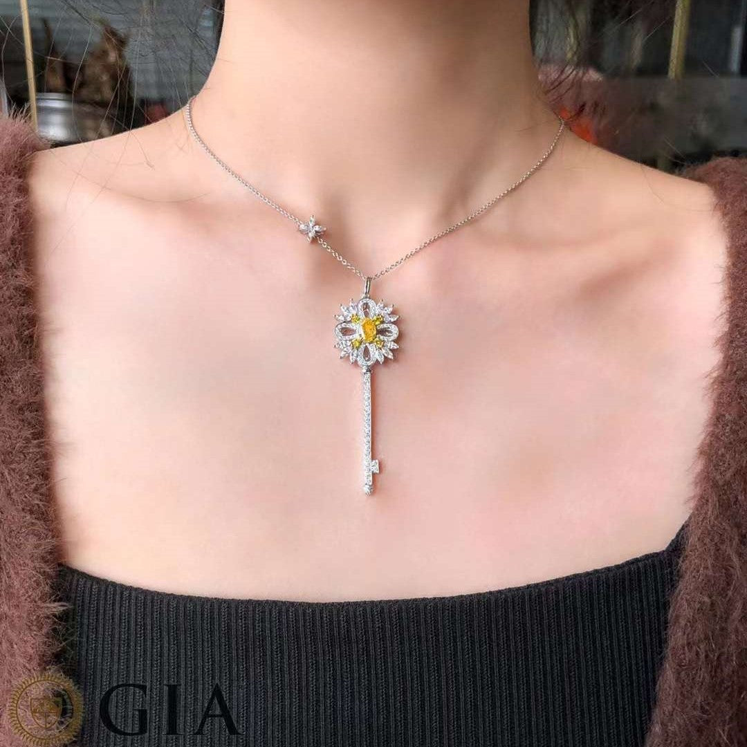 Yellow Diamond Key Pendant