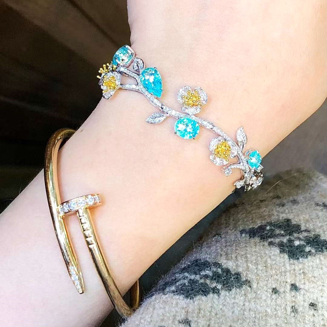 Natural Paraiba Diamond Bracelet