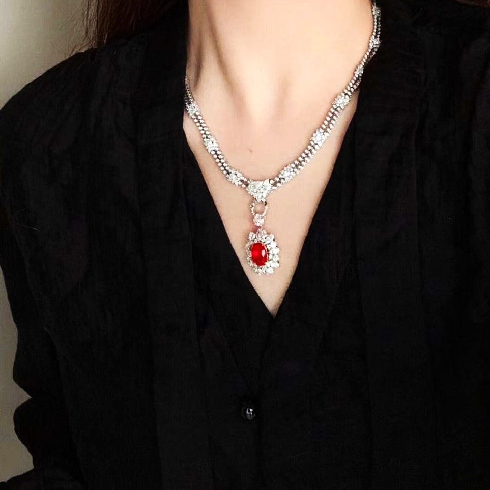 3.13 Carat Ruby Halo Diamond Ring