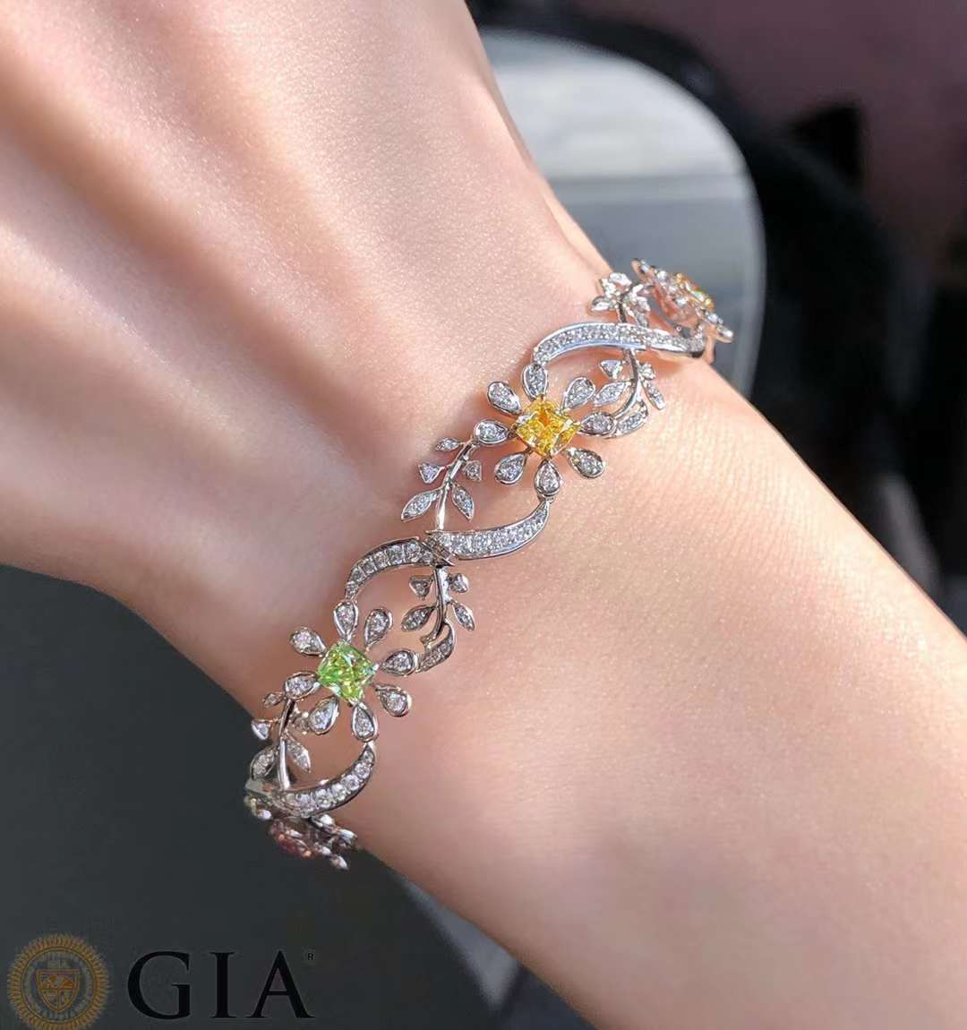 Bracelet diamant coloré GIA