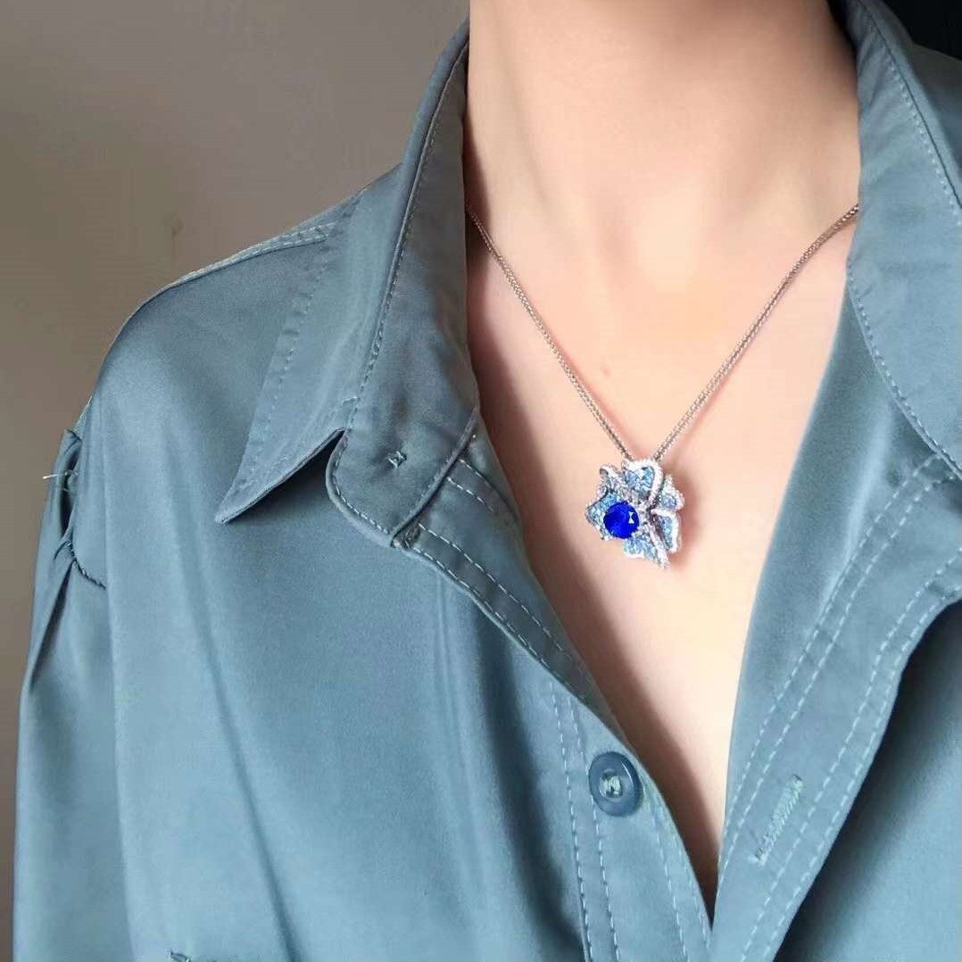 Bague Diamant Saphir Bleu Bleuet