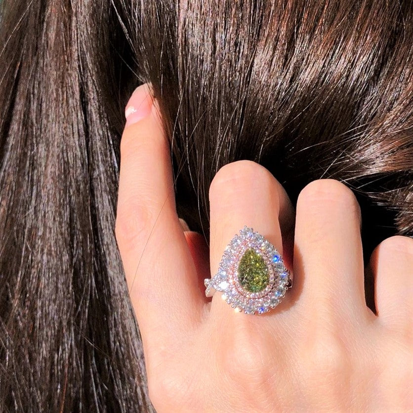 3.55 Ct Green Diamond Ring