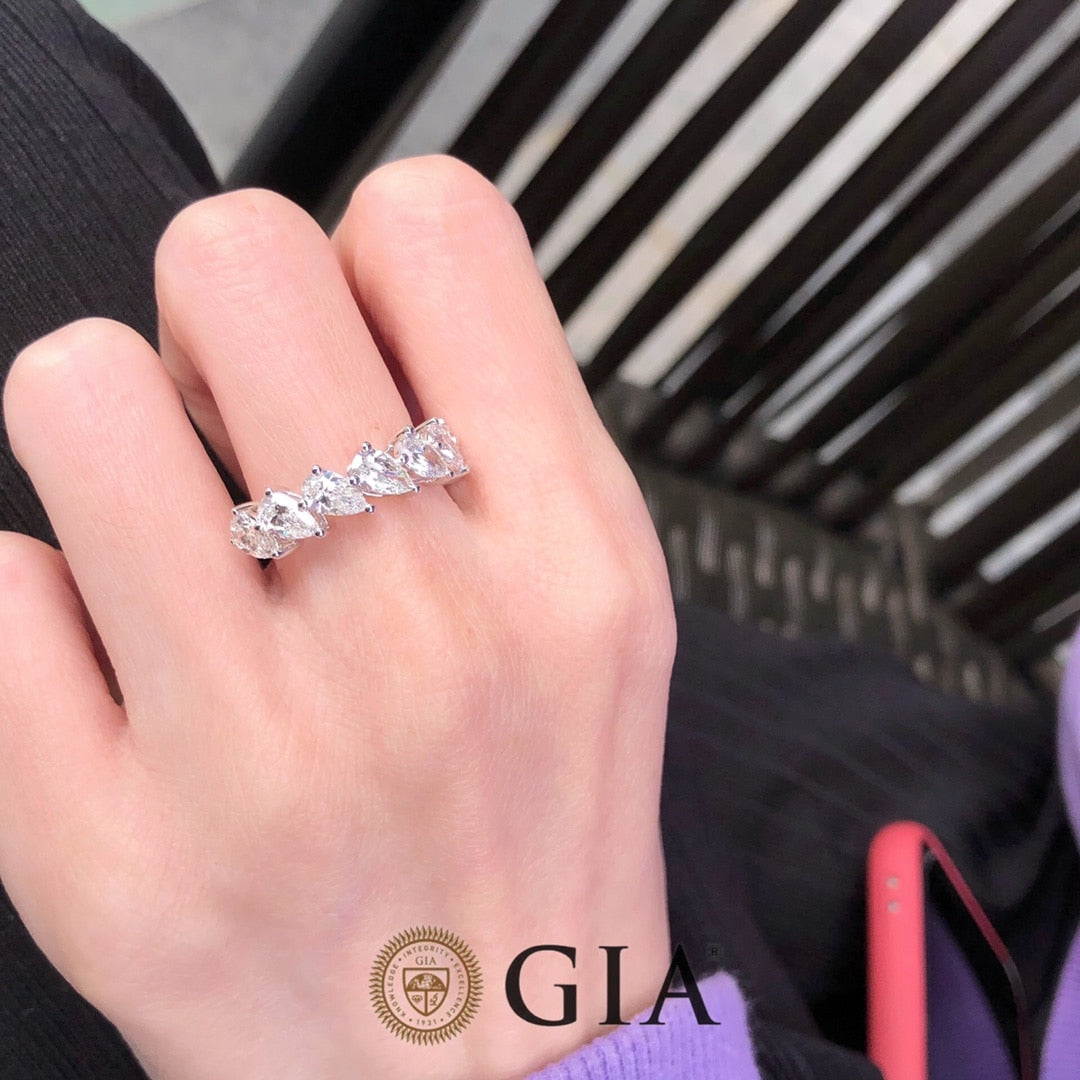 Customizable Pear Cut Diamond Eternity Band 18k Gold GIA Certified