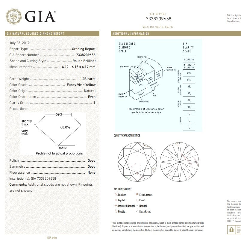 GIA Certified Engagement Ring with 2.96 Carat Yellow & White Diamond