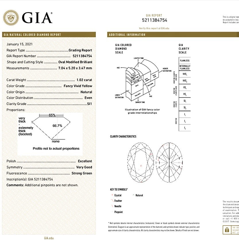 1 Carat GIA Certified Fancy Yellow Natural Diamond Ring