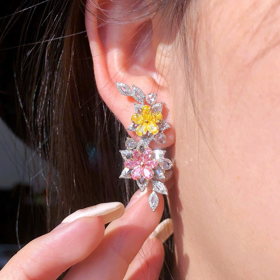 Diamond Flower Earrings