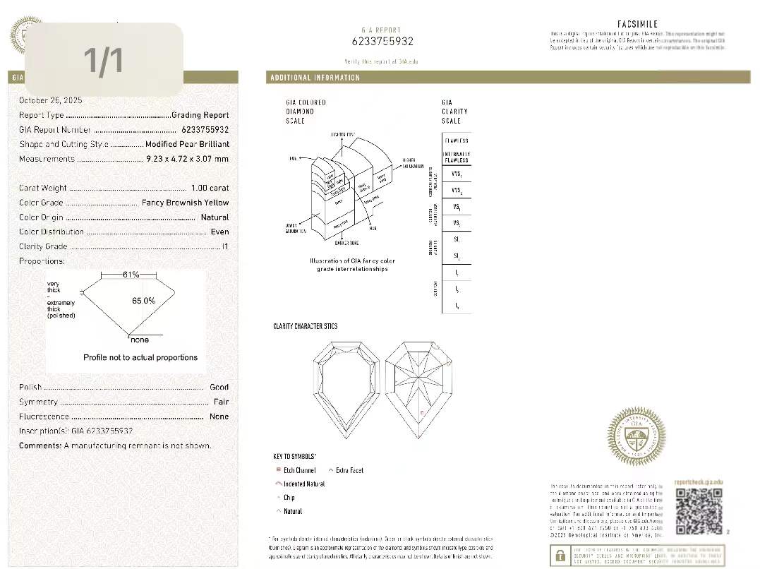 1.00 Carat Fancy Brownish Yellow Diamond Kite Ring with Pear Halo