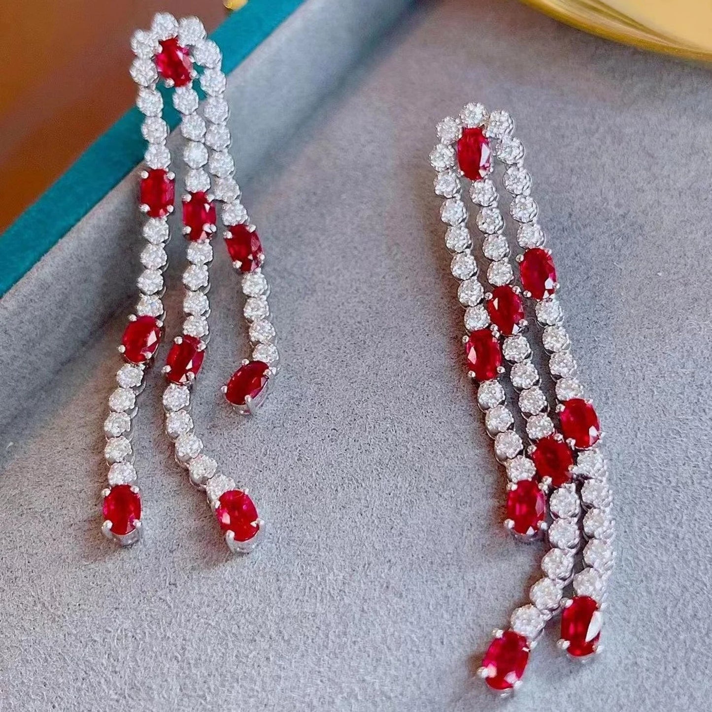 Ruby Long Drop Earrings