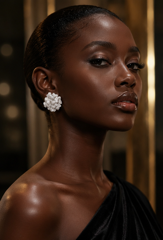 Floral diamond earrings in 18K gold with natural diamonds