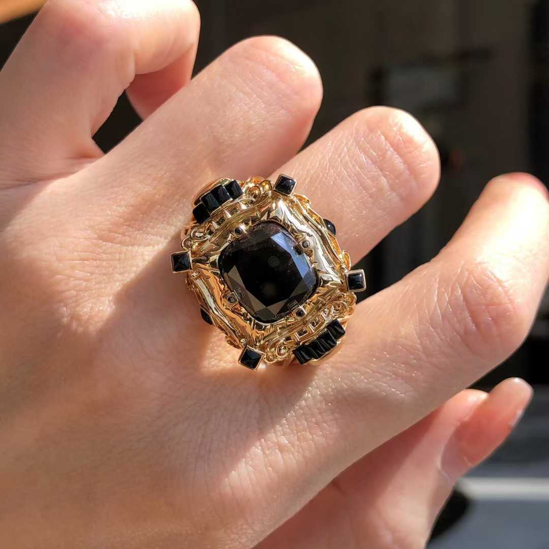 8CT Natural Black Diamond Men's Ring GIA Certified