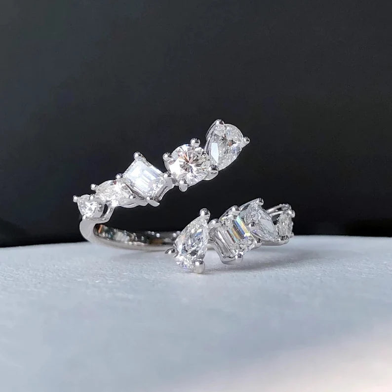 White Diamonds Bypass Ring