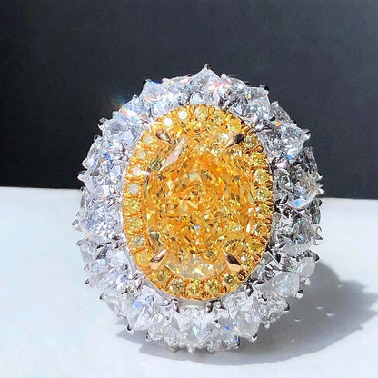 10 Carat Yellow Oval Diamond Ring