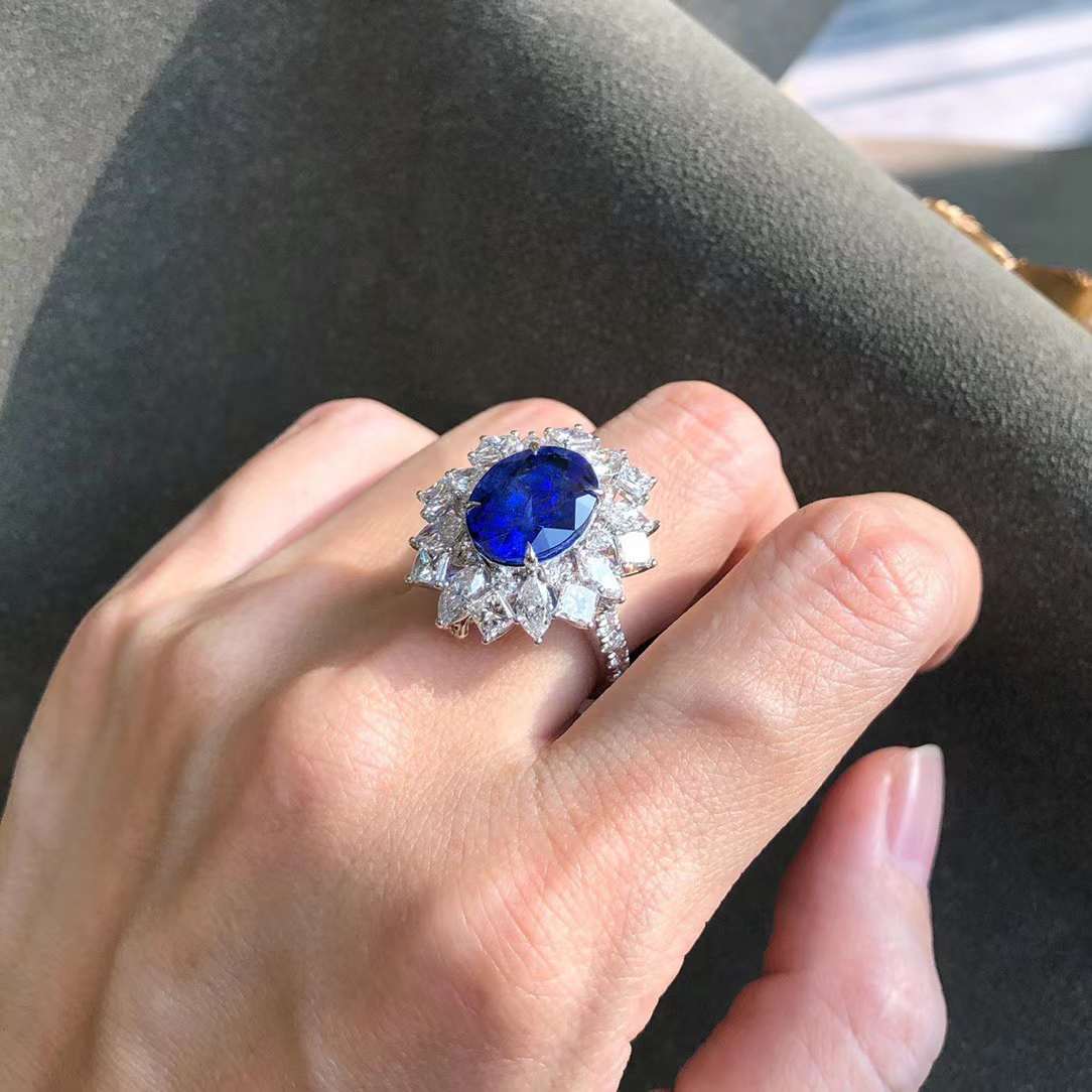 Blue Sapphire Unique Engagement Ring