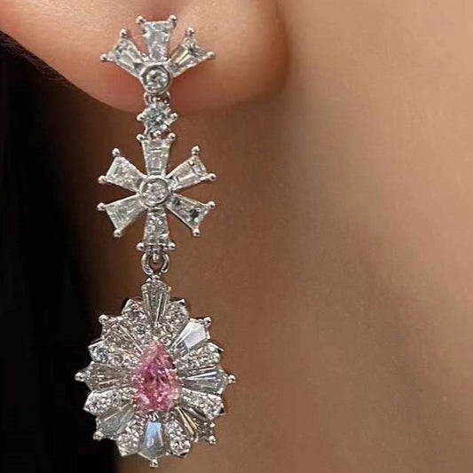 GIA Pink Pear Diamond Drop Earrings