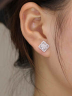 Diamond Clover Stud Earrings
