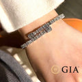18K White Gold Emerald Cut Diamond Bangle Bracelet