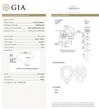 GIA Certified Pear Cut Fancy Yellow and White Diamond Earrings