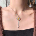 White and Yellow Diamond Key Pendant