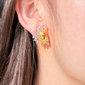 Brincos elegantes de diamante amarelo e branco