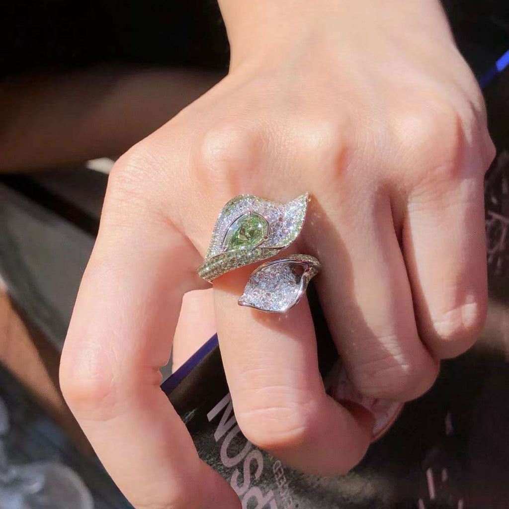 Pear Green Diamond Ring
