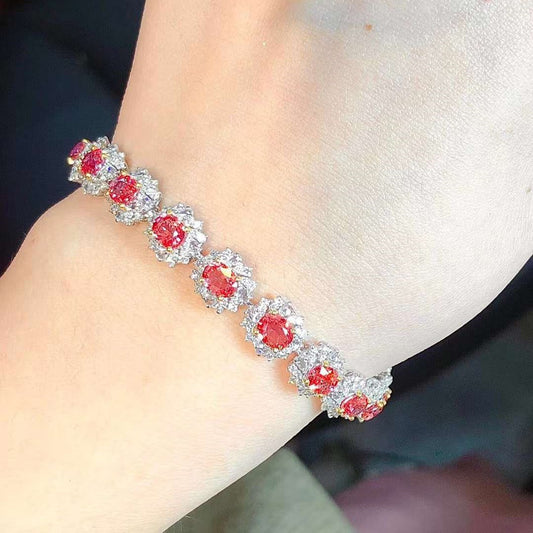 Orange - Pink Sapphire Diamond Bracelet