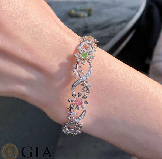 Bracelet diamant coloré GIA 