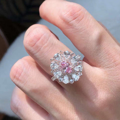 Pink & White Halo Diamond Ring