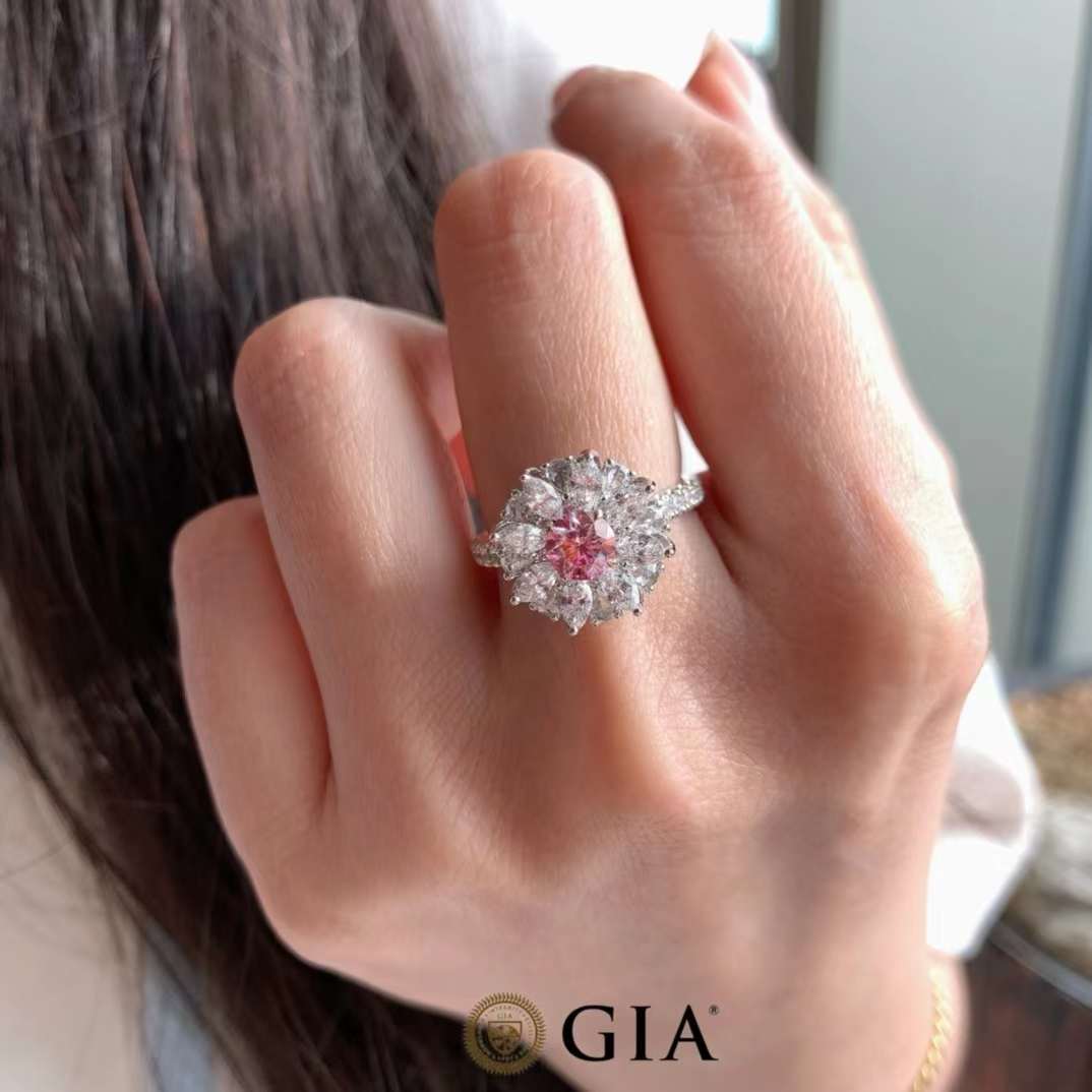 GIA Light Pink Round Brilliant Diamond Ring