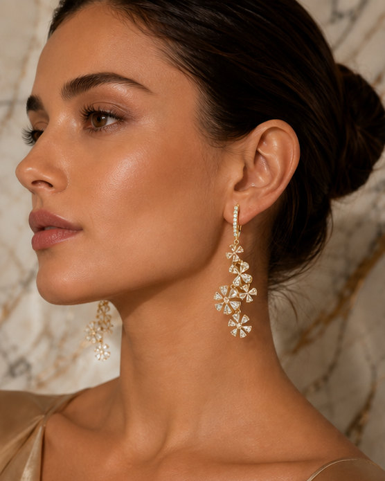 Rose Cut Diamond 18 Karat Gold Earrings