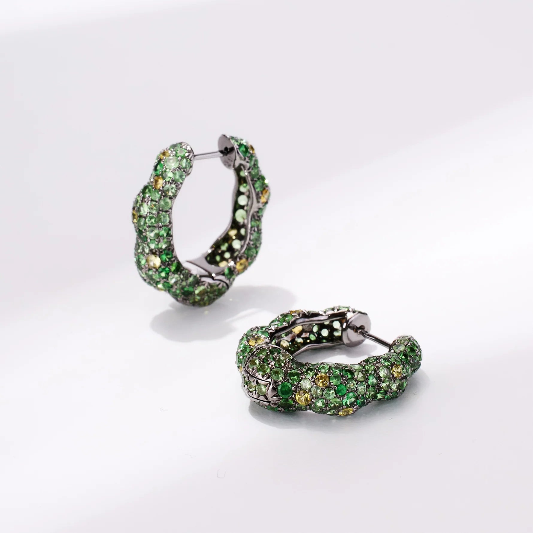 Green Sapphire Hoop Earrings