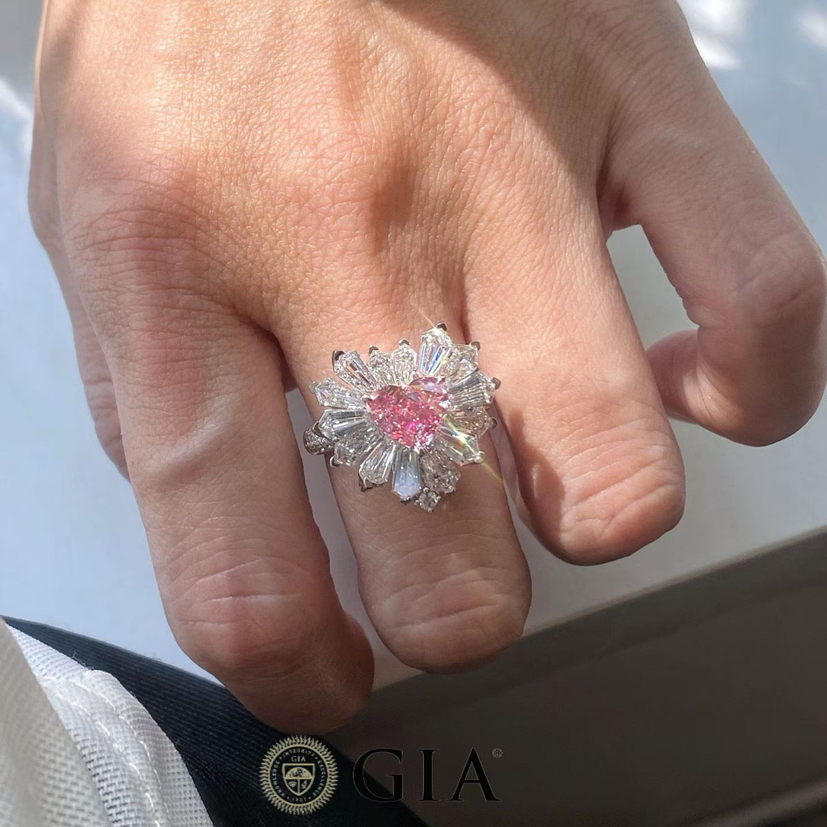 Pink Heart with White Halo Kite Cut Accents