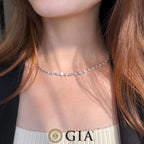 قلادة التنس الماسية المتعددة الشكل من GIA من الذهب الأبيض عيار 18 قيراط