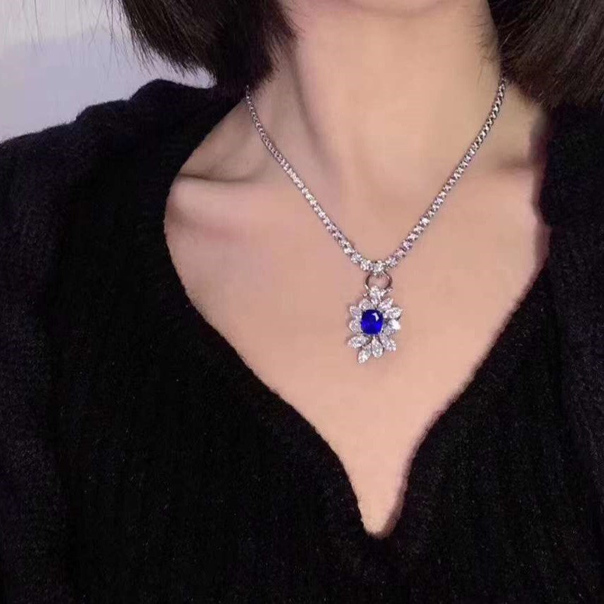 Vivid Blue Sapphire and Diamond Cocktail Ring