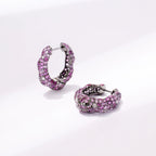 Pink Sapphire Diamond Hoop Earrings