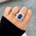11.46ct Natural Unheated Blue Sapphire Diamond 18k Gold Cocktail Ring