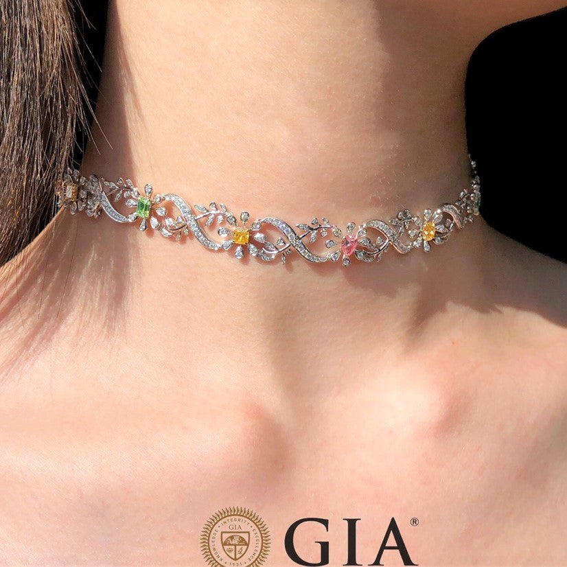 قلادة قلادة من الألماس ذات اللون الفاخر المعتمدة من GIA