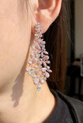 Pink and White Diamond Dangle Earrings