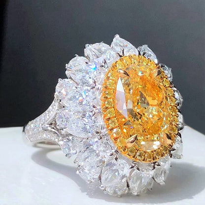 10 Carat Yellow Oval Diamond Ring