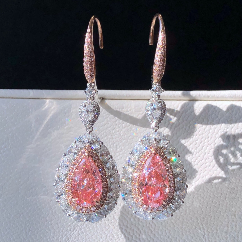 Fancy Pink Drop Earrings