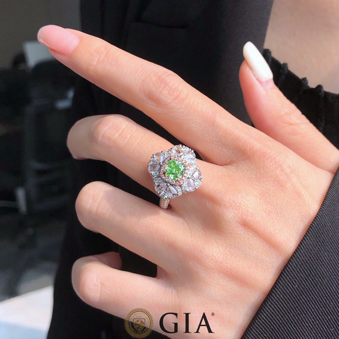 2 Carat Green & White Diamond