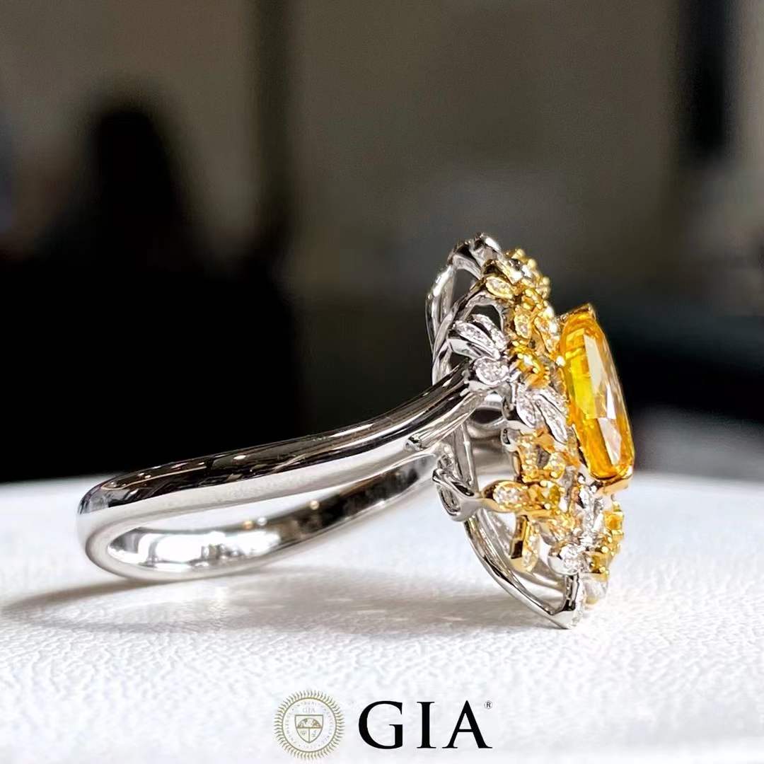 1.00 Carat Fancy Brownish Yellow Diamond Kite Ring with Pear Halo