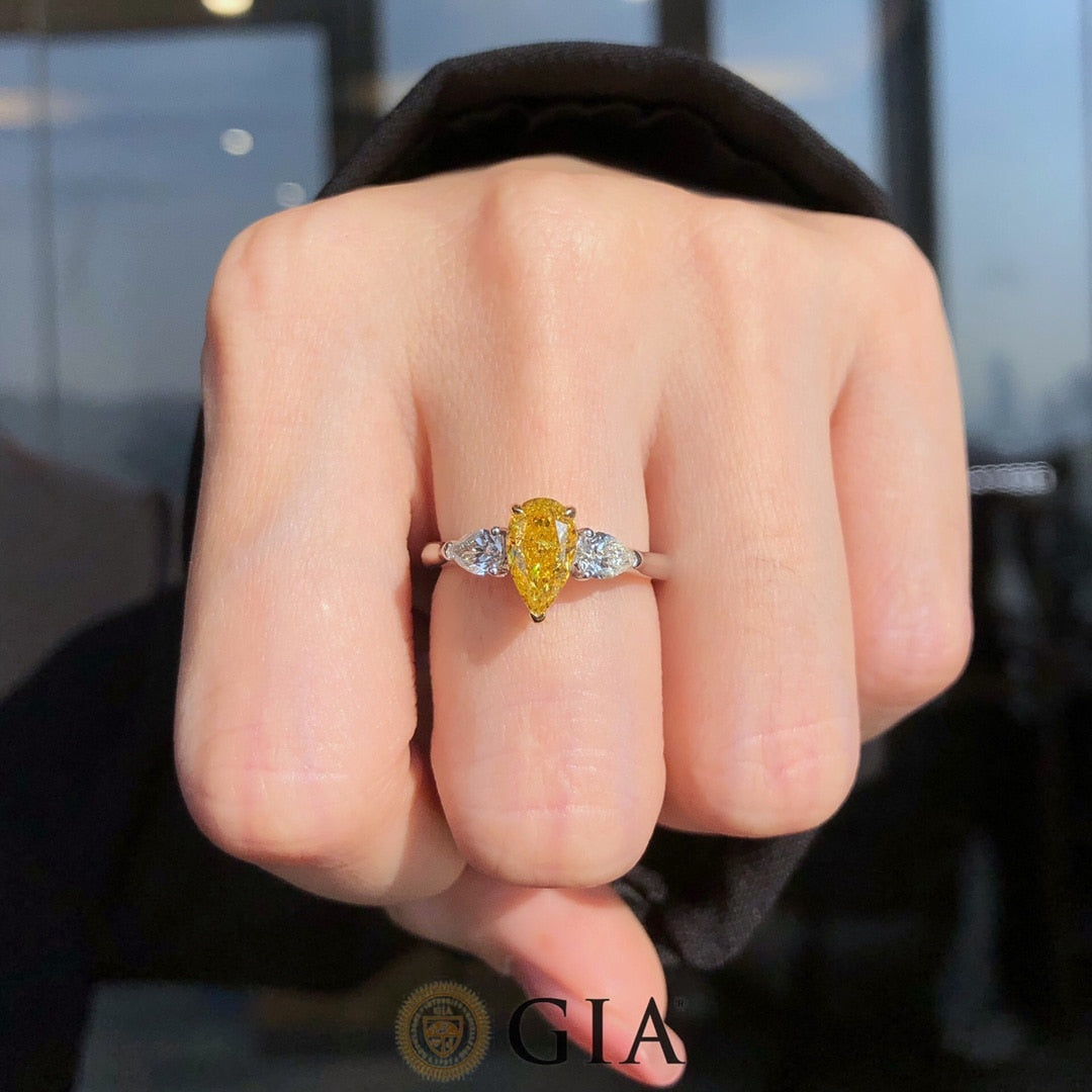 GIA Pear Yellow Diamond