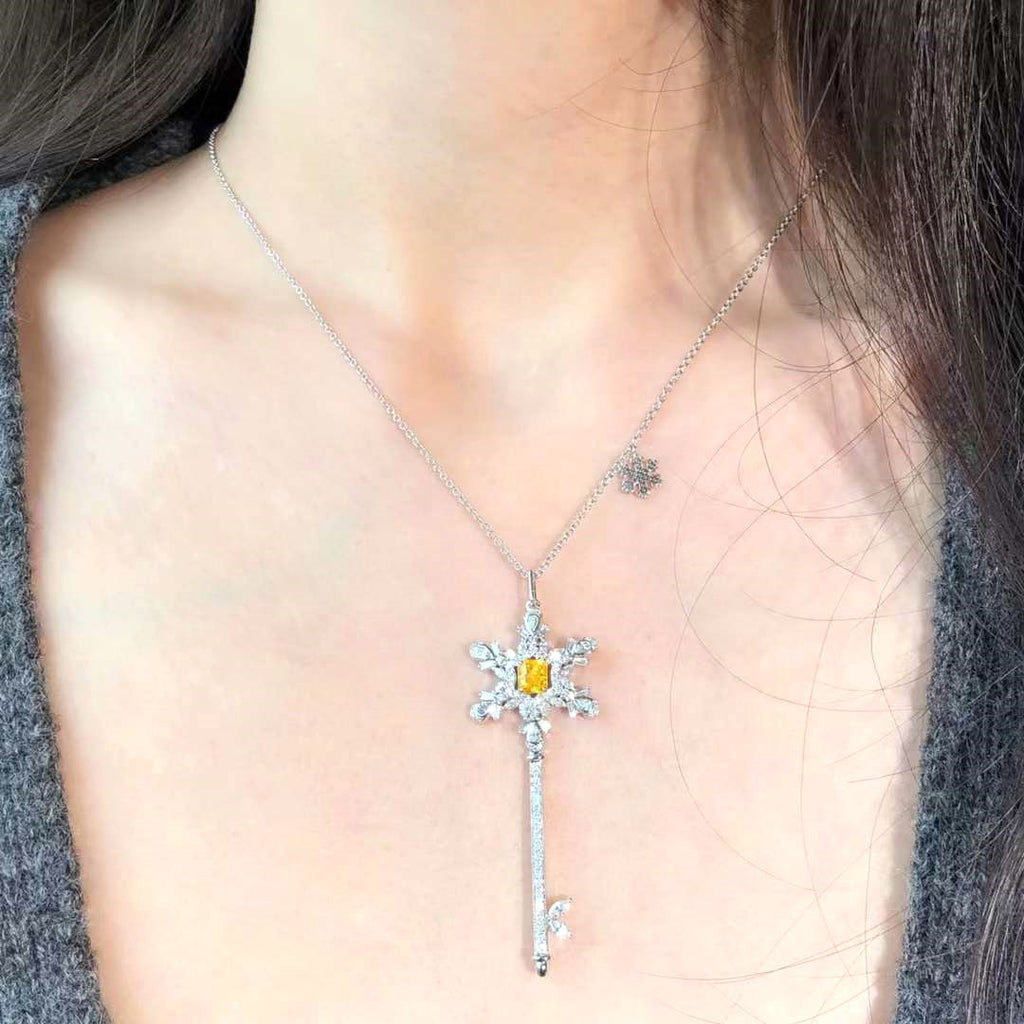 Fancy Vivid Yellow Diamond Necklace