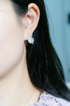18K Tapered Leaf Diamond Stud Earrings