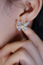 18K Yellow Gold Yellow Diamond Butterfly Stud Earrings