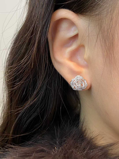 Camellia Diamond Stud Earrings
