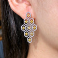 2.25ct Yellow and 1.23ct White Diamond Drop Earrings in 18K White and Yellow Gold by Eze Jewelry